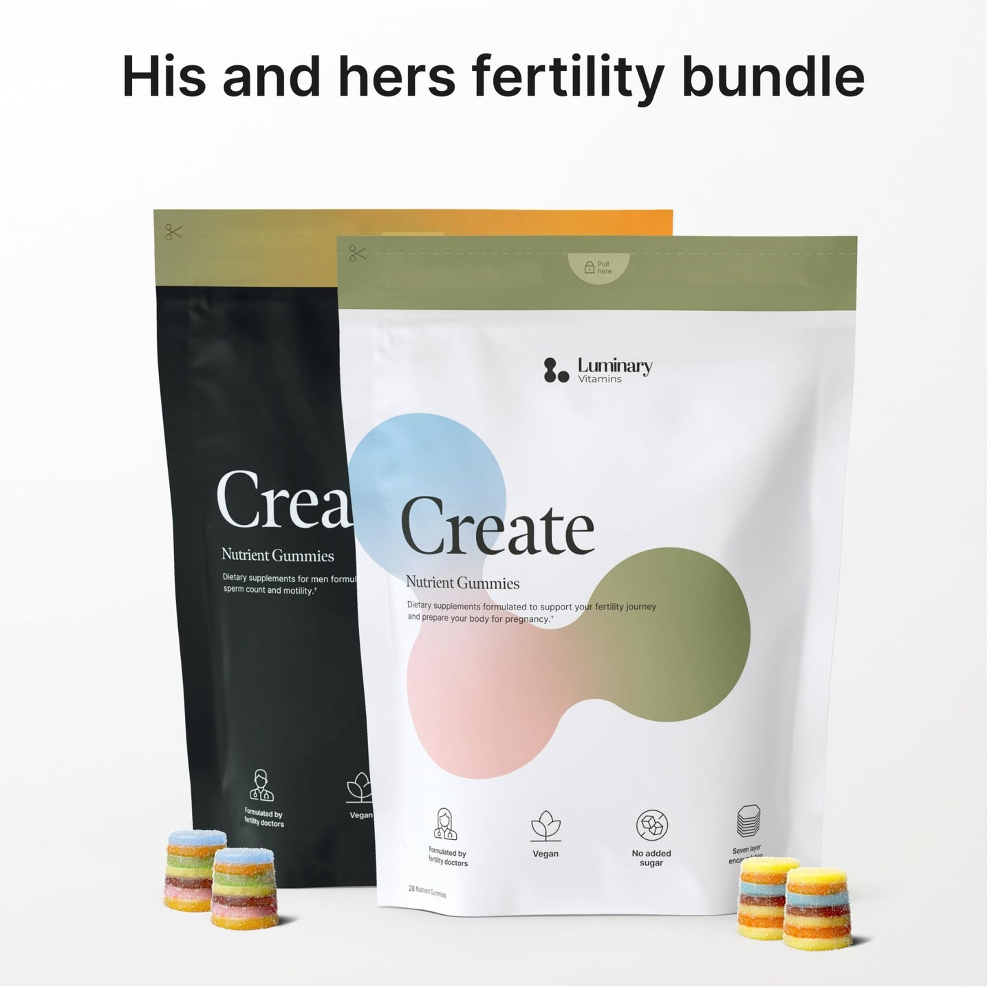 Luminary Vitamins Create for Men | IVF-Doctor Formulated Male Fertility Gummies | 300 mg CoQ10, 900 mg L-Carnitine, 10 mg Lycopene | Supports Sperm Health | Vegan & No Added Sugar (28 Day Supply) - dailyvitalstore