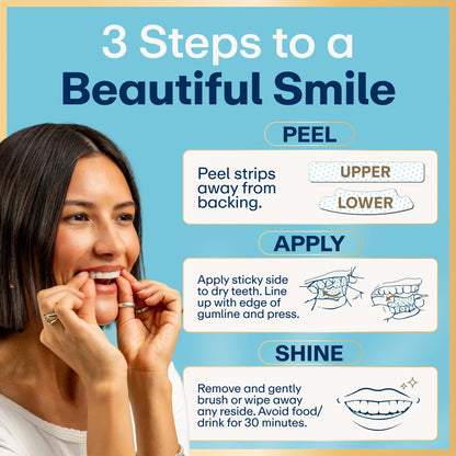Lumineux Teeth Whitening Strips Kit - 9 Treatments (1 Month) - Peroxide Free - Enamel Safe for Whiter Teeth - Whitening Without The Sensitivity - dailyvitalstore