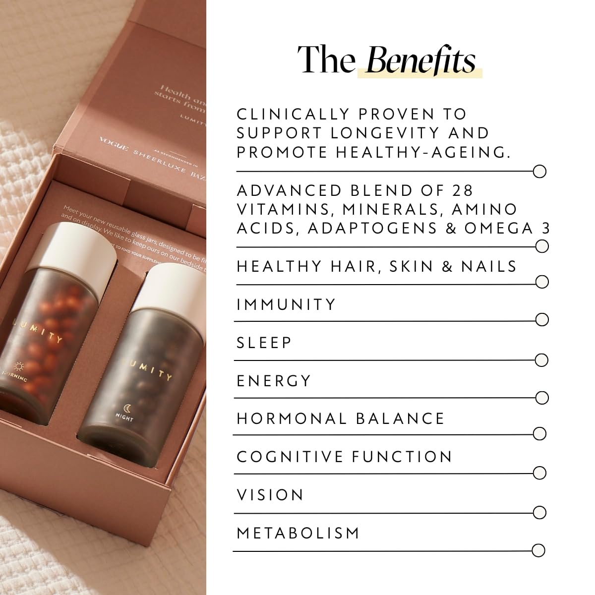 Lumity Morning & Night Female Supplement - 24-Hour Nutritional Support for Perimenopause, Energy, Sleep Quality, Hormones, Skin & Eye Health - Vitamins, Minerals, Amino Acids & Omega 3s, 4-Week Supply - dailyvitalstore