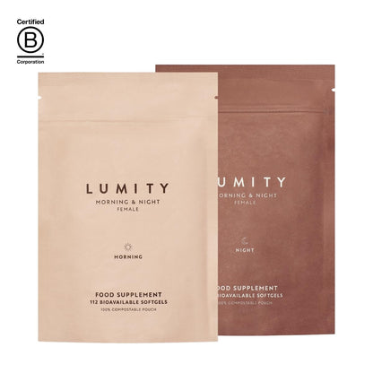Lumity Morning & Night Female Supplement - 24-Hour Nutritional Support for Perimenopause, Energy, Sleep Quality, Hormones, Skin & Eye Health - Vitamins, Minerals, Amino Acids & Omega 3s, 4-Week Supply - dailyvitalstore