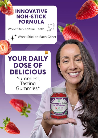 Lunakai USA Made 50 Plus Women's Multivitamin Gummies - Delicious Formula Enhanced with Essential Vitamins & Minerals for Health & Vitality - 60ct - dailyvitalstore