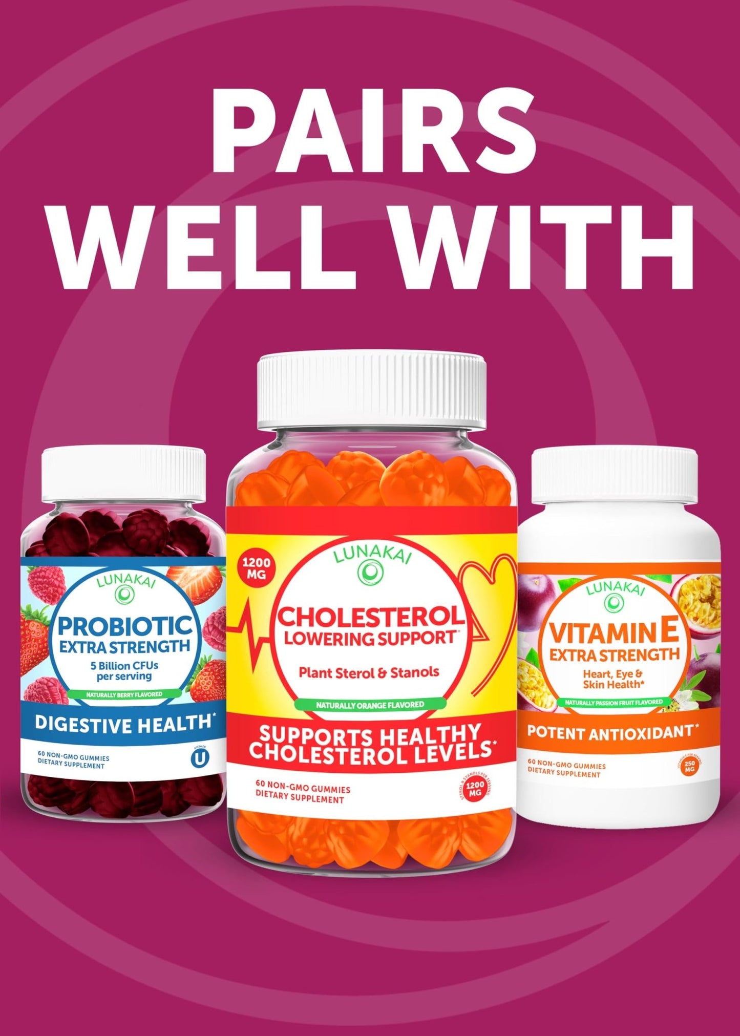 Lunakai USA Made Beet Root Gummies with Antioxidant Blend - Delicious Non-GMO Beet Chews, 60ct - dailyvitalstore