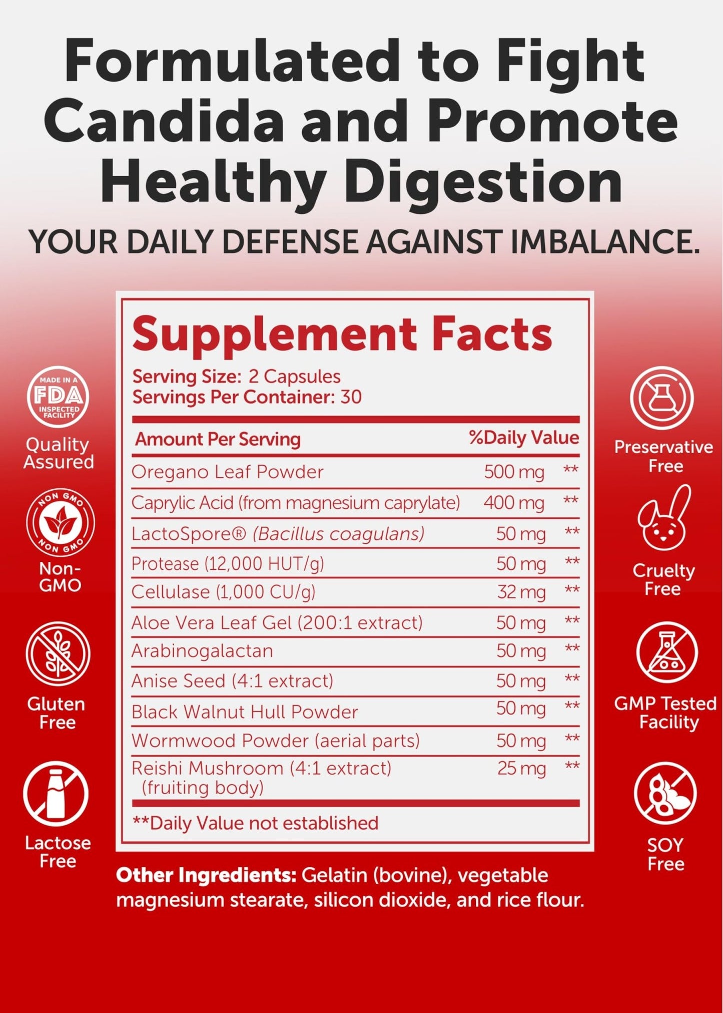 Lunakai USA Made Candida Cleanse Detox for Women & Men – 11-in-1 Gut Cleanse & Candida Support with Caprylic Acid for Daily Yeast Balance, 60ct - dailyvitalstore