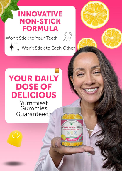 Lunakai USA Made Collagen Gummies for Women & Men Over 50, Biotin & Vitamin C, Supports Skin Elasticity, Hair & Nail Strength, Joint Support, 60ct - dailyvitalstore