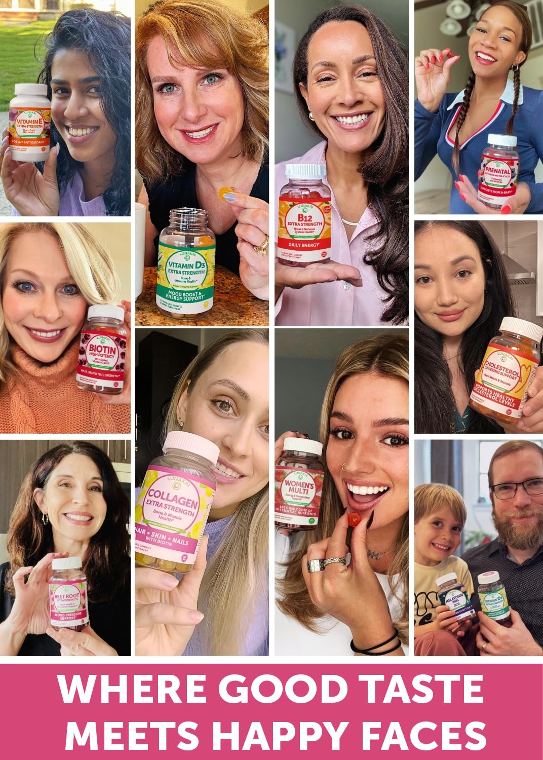 Lunakai USA Made Collagen Gummies for Women & Men Over 50, Biotin & Vitamin C, Supports Skin Elasticity, Hair & Nail Strength, Joint Support, 60ct - dailyvitalstore