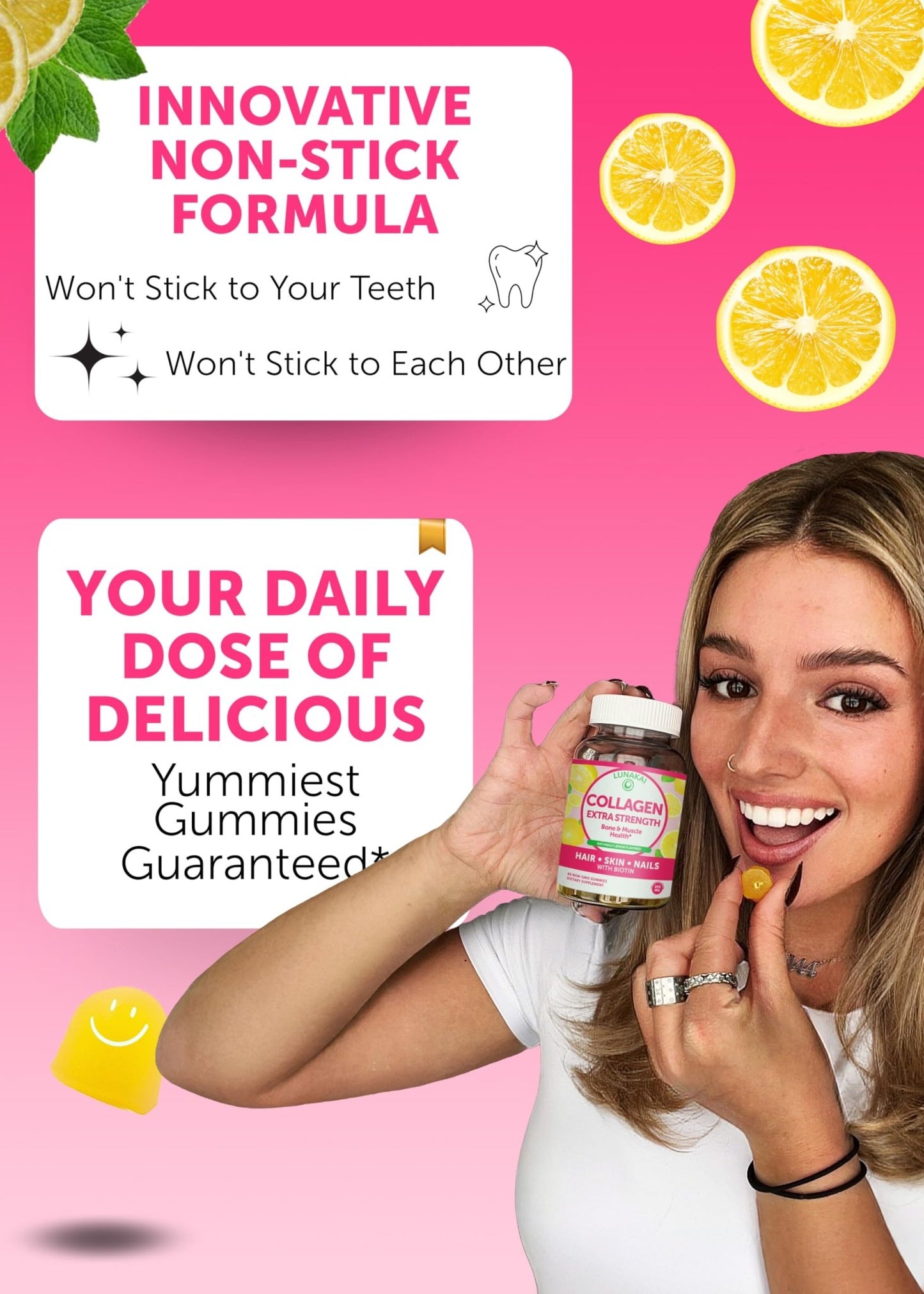 Lunakai USA Made Collagen Peptides Gummies - 200mg Non-GMO Anti-Aging Formula with Biotin, Zinc, Vitamins C - dailyvitalstore