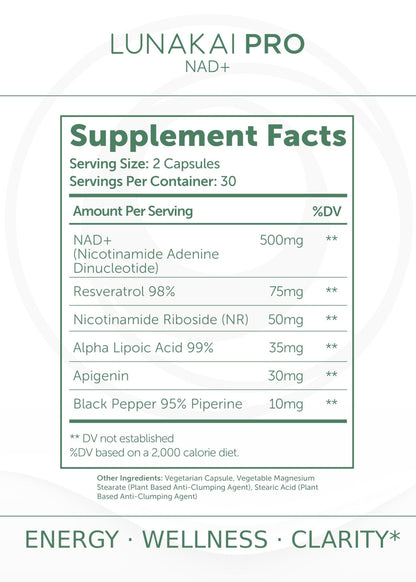 Lunakai USA Made Dual-Pathway NAD+ Formula with NR & Resveratrol – Natural NAD Supplement for Women & Men – Healthy Aging 7 - dailyvitalstore