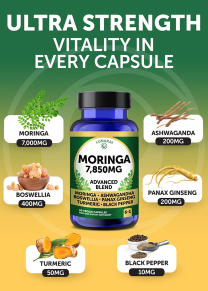 Lunakai USA Made Moringa & Sea Moss Capsules Bundle – 6-in-1 & 16-in-1 Advanced Blends – 60 Non-GMO Veggie Capsules Each - dailyvitalstore