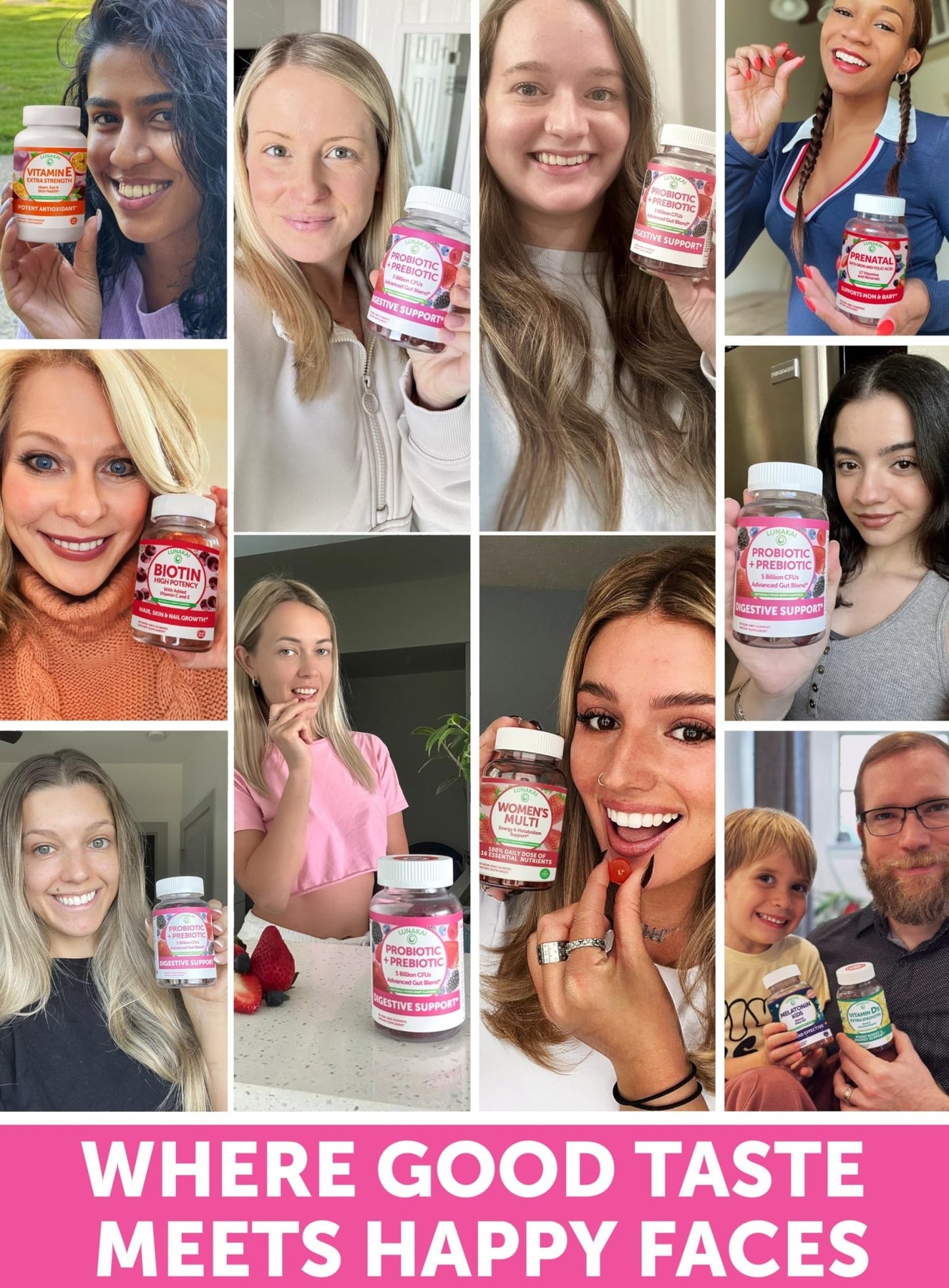 Lunakai USA Made Prebiotic + Probiotic Gummies for Women and Men - High Potency 5 Billion CFUs with Fibers - dailyvitalstore