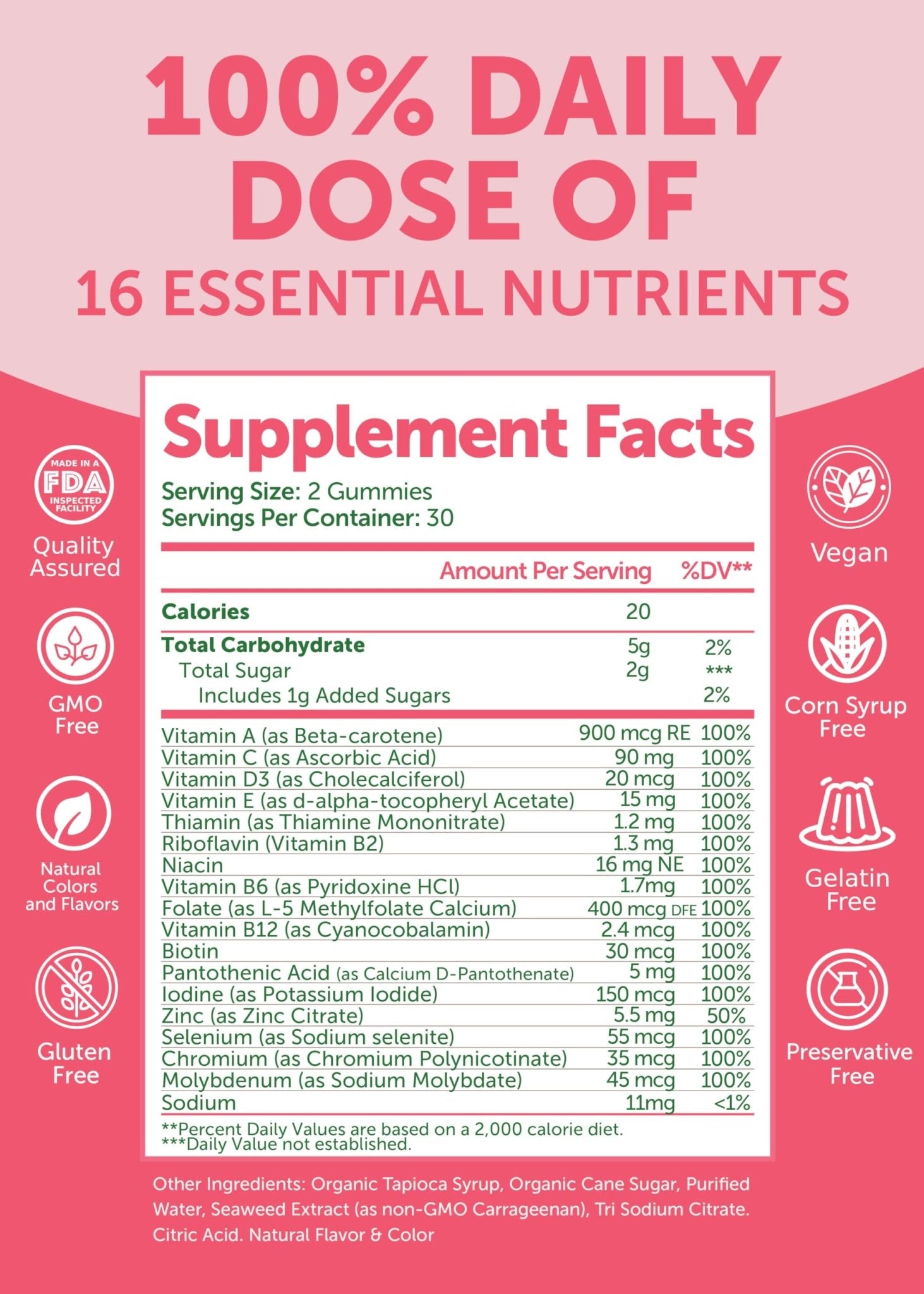 Lunakai USA Made Womens Multivitamin Gummies – Delicious Daily 16 Multi Vitamins for Women – Wellness, Energy & Essential Health Support, 60ct - dailyvitalstore