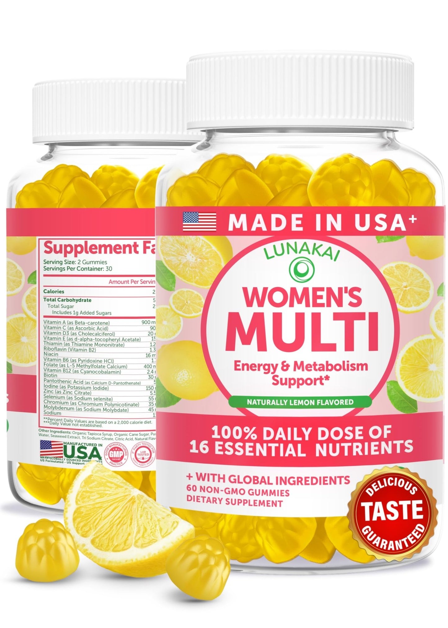 Lunakai USA Made Womens Multivitamin Gummies – Delicious Daily 16 Multi Vitamins for Women – Wellness, Energy & Essential Health Support, 60ct - dailyvitalstore