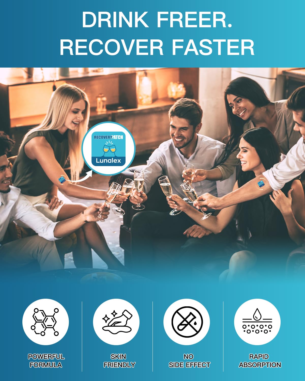 Lunalex Recovery Patch 48 Pack - Wake Up Refreshed & Balanced After Celebration - Plant-Based Formula for Morning Wellness - Bachelorette & Wedding Party Favors - 2 Patches per Sachet, Waterproof - dailyvitalstore