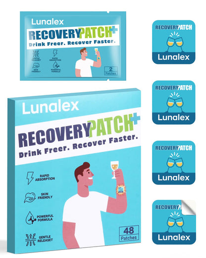Lunalex Recovery Patch 48 Pack - Wake Up Refreshed & Balanced After Celebration - Plant-Based Formula for Morning Wellness - Bachelorette & Wedding Party Favors - 2 Patches per Sachet, Waterproof - dailyvitalstore