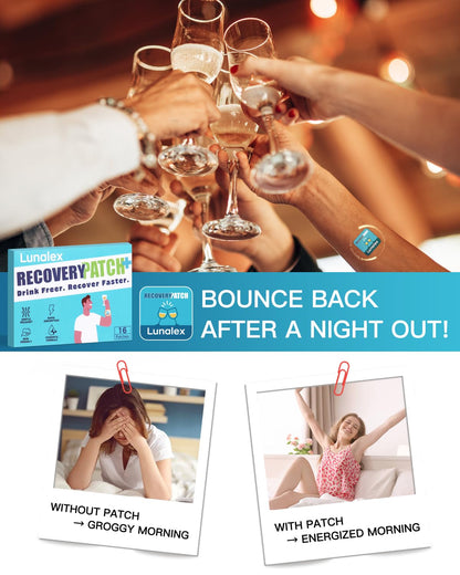 Lunalex Recovery Patch 48 Pack - Wake Up Refreshed & Balanced After Celebration - Plant-Based Formula for Morning Wellness - Bachelorette & Wedding Party Favors - 2 Patches per Sachet, Waterproof - dailyvitalstore