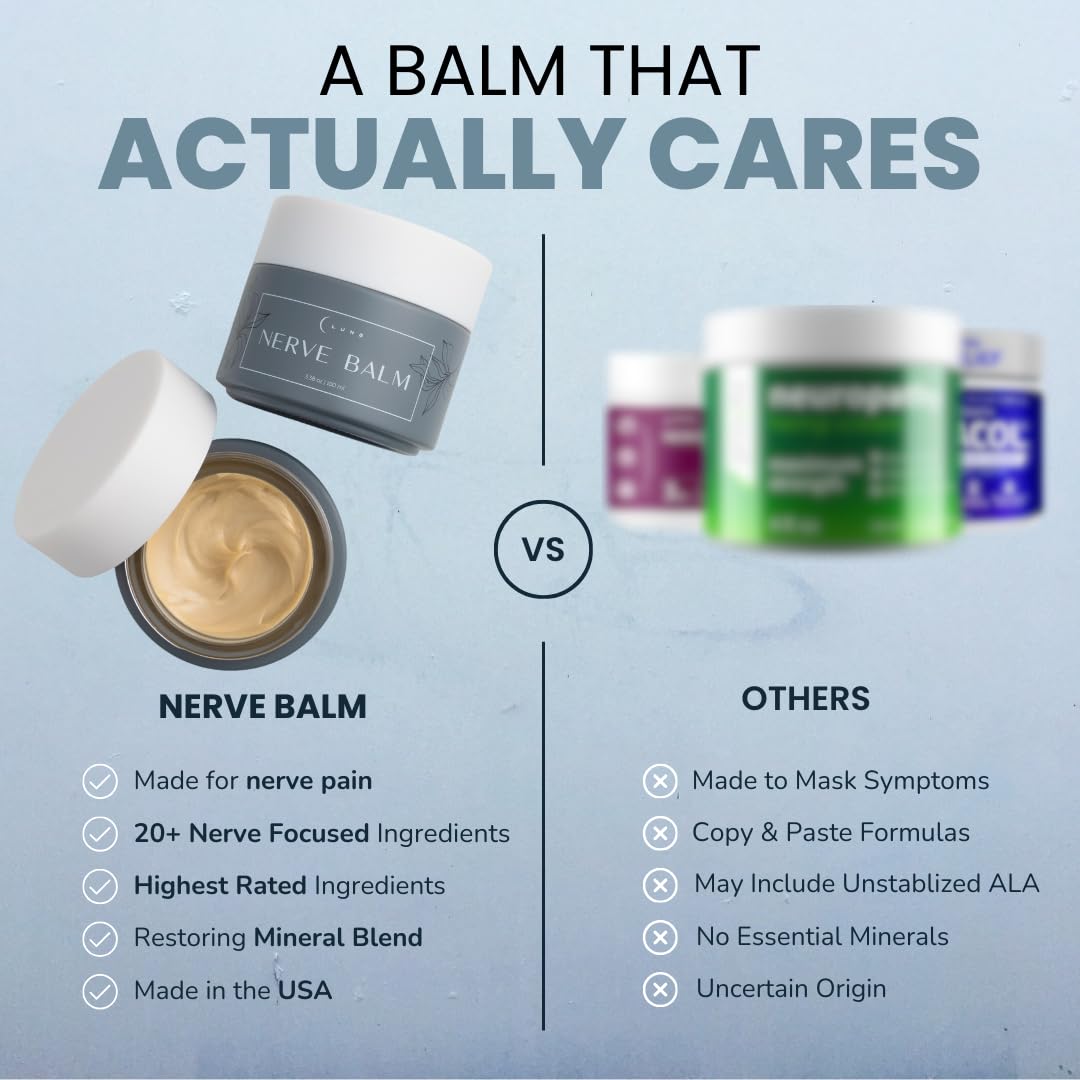 Lune Nerve Balm – Neuropathy Cream for Burning, Tingling & Numbness in Feet & Hands | Natural Nerve Pain Relief Cream with Arnica, Vitamin B6 & Magnesium | 3.4 oz - dailyvitalstore