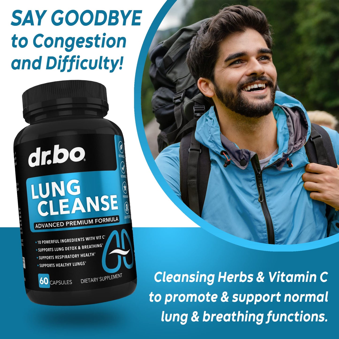 Lung Cleanse Support Supplement - Respiratory Supplements to Quit & Stop Smoking Aids - Herbal Detox for Lungs & Bronchial Health - Smokers Cleanser Breathe Aid for Mucus Clear Relief - 60 Capsules - dailyvitalstore