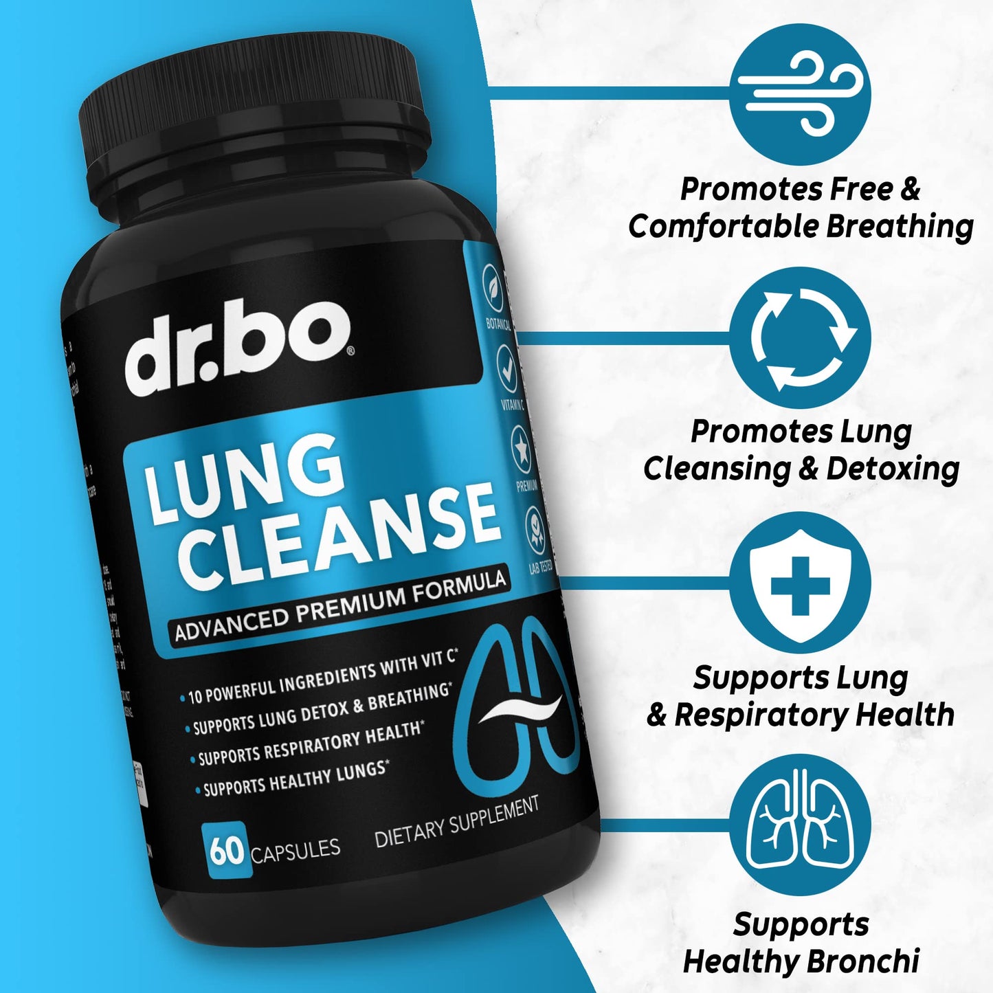 Lung Cleanse Support Supplement - Respiratory Supplements to Quit & Stop Smoking Aids - Herbal Detox for Lungs & Bronchial Health - Smokers Cleanser Breathe Aid for Mucus Clear Relief - 60 Capsules - dailyvitalstore