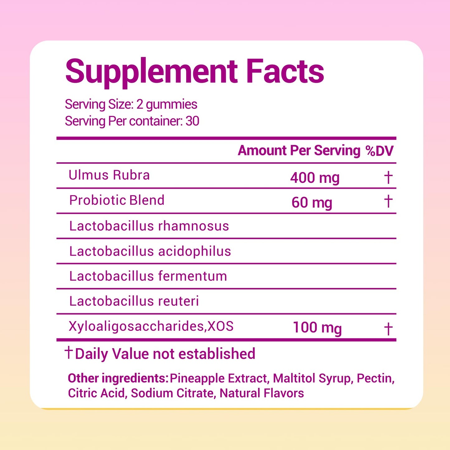 Lunivox Her Juicy Feminine Probiotics Gummies for Women, with Prebiotics & Slippery Elm - Promotes pH Balance, Gut Health & Immune Support - Pineapple Flavor, 60 Count - dailyvitalstore