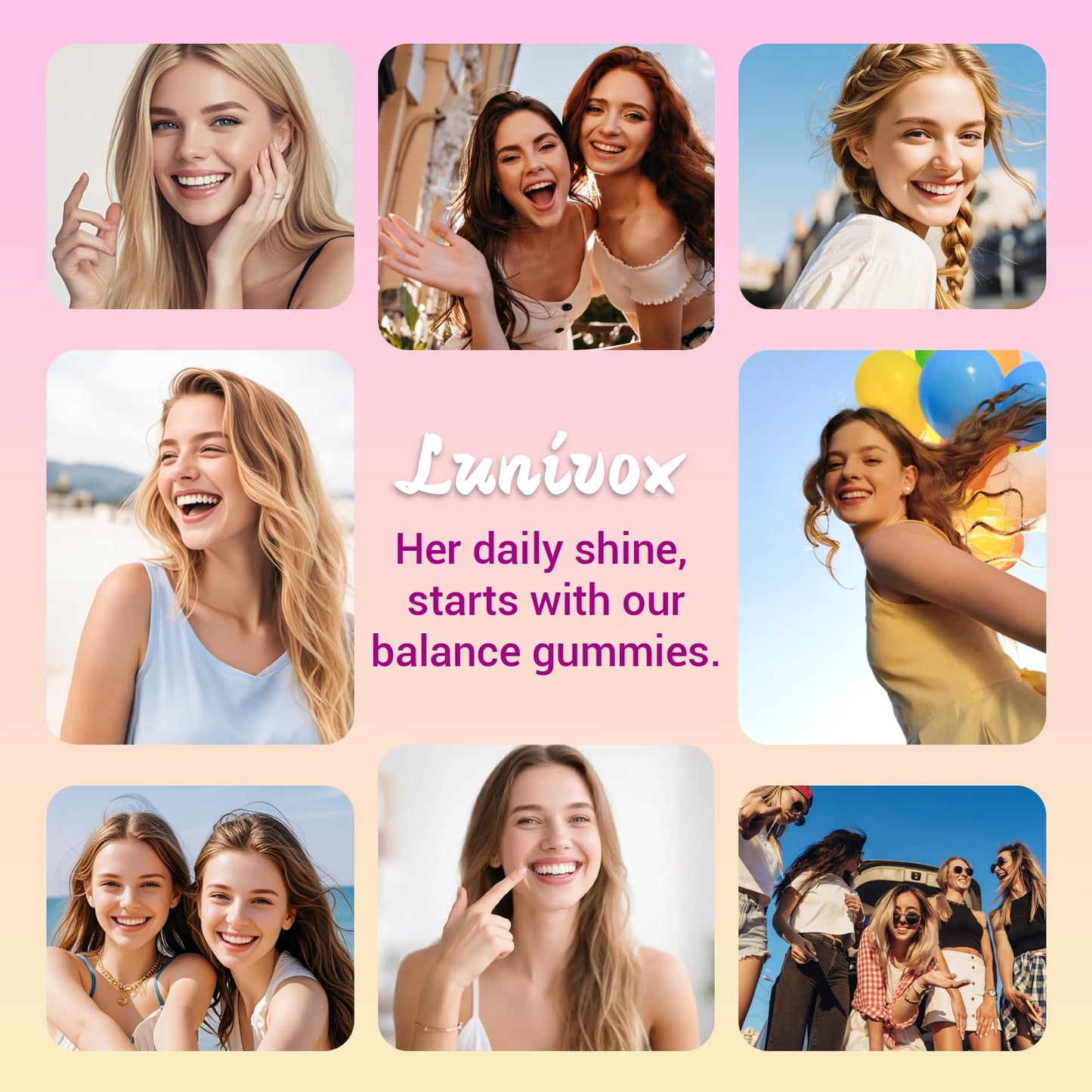 Lunivox Her Juicy Feminine Probiotics Gummies for Women, with Prebiotics & Slippery Elm - Promotes pH Balance, Gut Health & Immune Support - Pineapple Flavor, 60 Count - dailyvitalstore