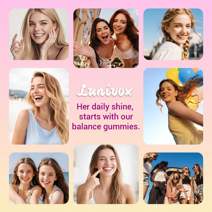 Lunivox Her Juicy Feminine Probiotics Gummies for Women, with Prebiotics & Slippery Elm - Promotes pH Balance, Gut Health & Immune Support - Pineapple Flavor, 60 Count - dailyvitalstore