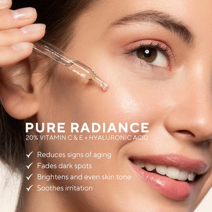 Lupure Professional Vitamin C Face Serum 20%, Anti Aging Facial Super Vit C Serum with Ascorbic Acid Hyaluronic Acid & Vitamin E for Dark Spots, - dailyvitalstore