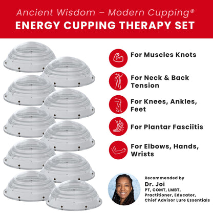 Lure Essentials Cupping Therapy Set 10 Professional Silicone Cupping Cups for Muscle Knots, Joints, Muscles, Arms and Feet - dailyvitalstore