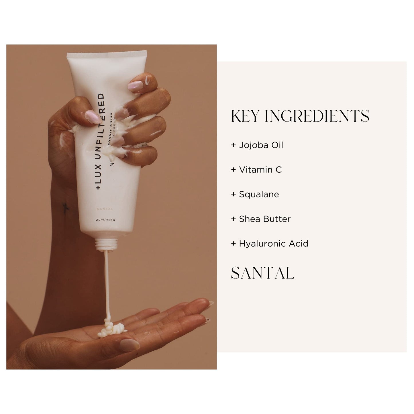 '+ Lux Unfiltered Tall Pour N°14 Body Lotion for Women - Moisturizing Body Cream with Jojoba, Squalane, Shea Butter, Vitamin C & Hyaluronic Acid - Hydrating Body Lotion, Non-Greasy - Santal - dailyvitalstore
