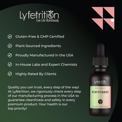 Lyfetrition Benfotiamine 118 ml, 4 FL Oz Liquid, 220 Servings, Made in USA, Quick Absorption, Potent Ingredients, Non-GMO - dailyvitalstore
