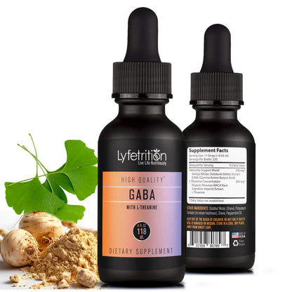 Lyfetrition GABA with L-Theanine, Ginkgo Biloba (Salisburia biloba) Extract, Organic Peruvian MACA Root (Lepidium meyenii) Extract, 118 ml, 4 FL Oz Liquid, 220 Servings, Made in USA, Quick Absorption - dailyvitalstore