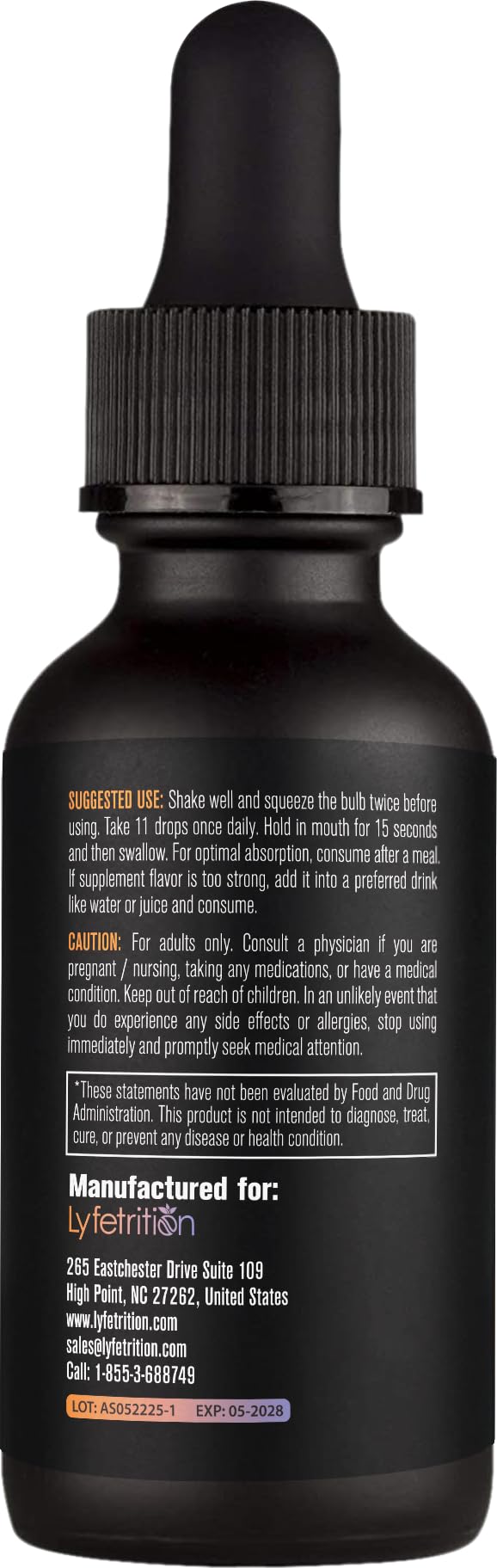 Lyfetrition GABA with L-Theanine, Ginkgo Biloba (Salisburia biloba) Extract, Organic Peruvian MACA Root (Lepidium meyenii) Extract, 118 ml, 4 FL Oz Liquid, 220 Servings, Made in USA, Quick Absorption - dailyvitalstore