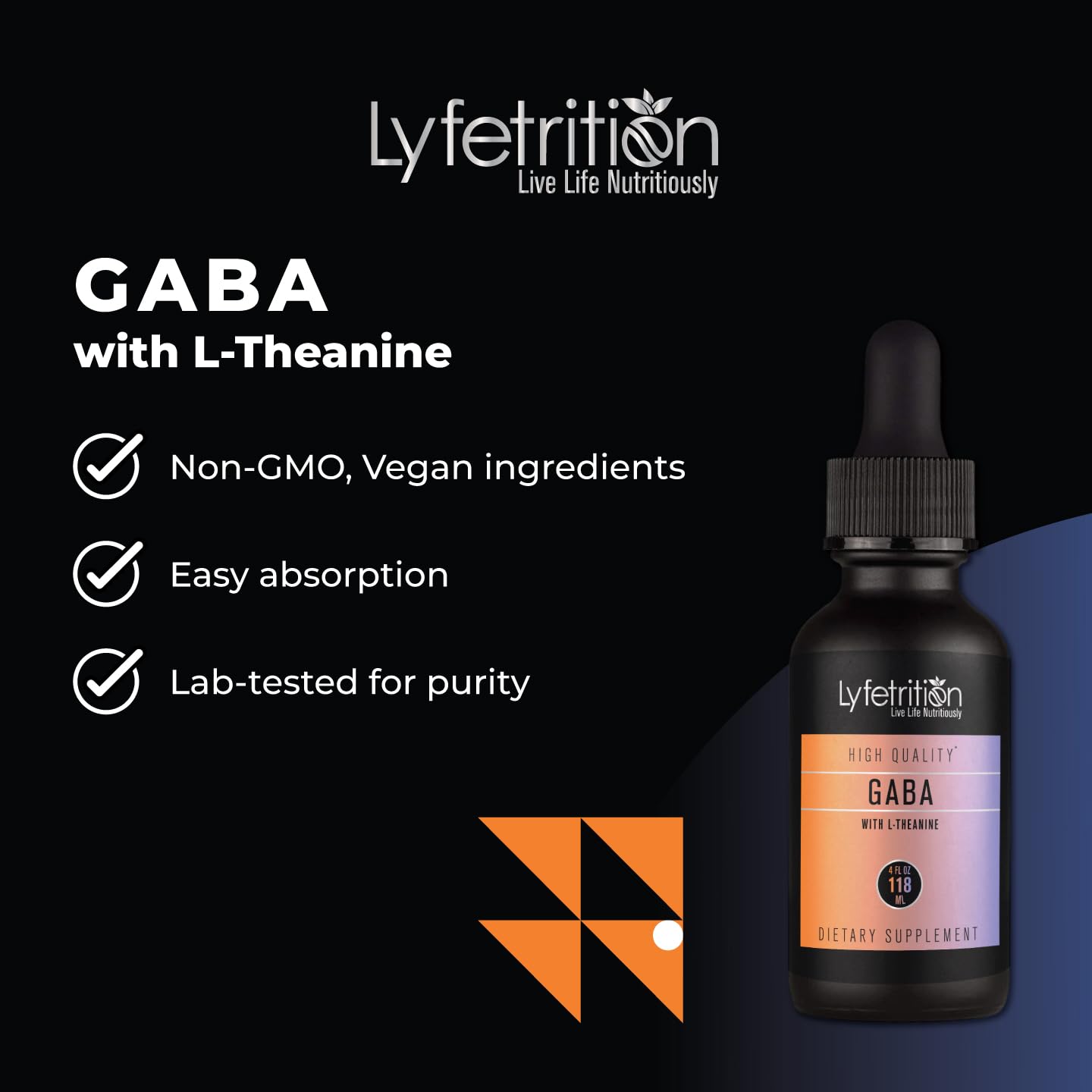 Lyfetrition GABA with L-Theanine, Ginkgo Biloba (Salisburia biloba) Extract, Organic Peruvian MACA Root (Lepidium meyenii) Extract, 118 ml, 4 FL Oz Liquid, 220 Servings, Made in USA, Quick Absorption - dailyvitalstore
