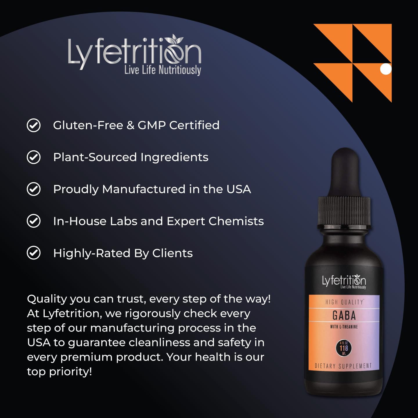 Lyfetrition GABA with L-Theanine, Ginkgo Biloba (Salisburia biloba) Extract, Organic Peruvian MACA Root (Lepidium meyenii) Extract, 118 ml, 4 FL Oz Liquid, 220 Servings, Made in USA, Quick Absorption - dailyvitalstore