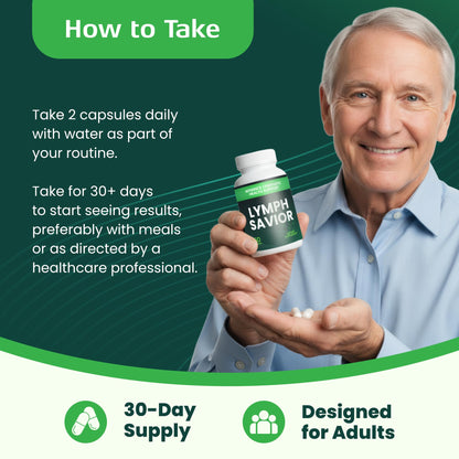 Lymph Savior - Plant-Based Lymphatic Support Supplement with Red Clover, Horse Chestnut & Burdock Root for Fluid Balance & Daily Wellness - Non-GMO, Made in USA - 30-Day Supply, 1 Bottle - dailyvitalstore