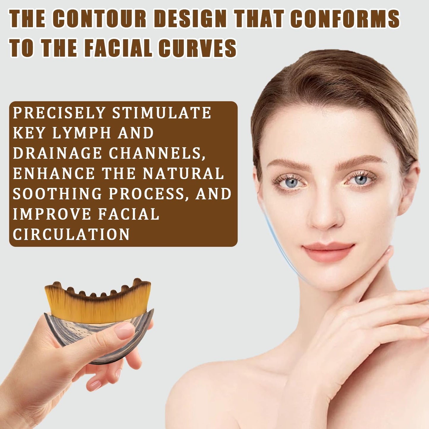 Lymphatic Contour Face Brush, Lymphatic Drainage Massager for Face, Ergonomic Facial Massage Tool for De-Puffing, Skin Firming & Enhanced Skincare Absorption - dailyvitalstore