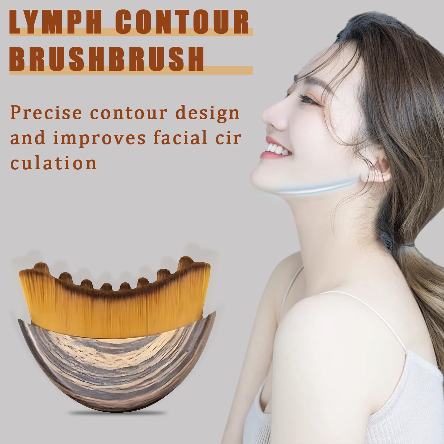 Lymphatic Contour Face Brush, Lymphatic Drainage Massager for Face, Ergonomic Facial Massage Tool for De-Puffing, Skin Firming & Enhanced Skincare Absorption - dailyvitalstore