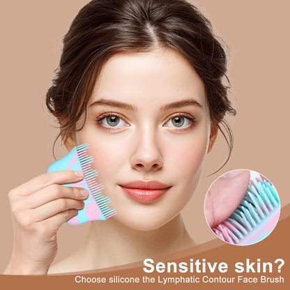 Lymphatic Contour Face Brush, Silicone Lymphatic Drainage Massager, Dry Brush Alternative to Gua Sha for Face and Body - dailyvitalstore
