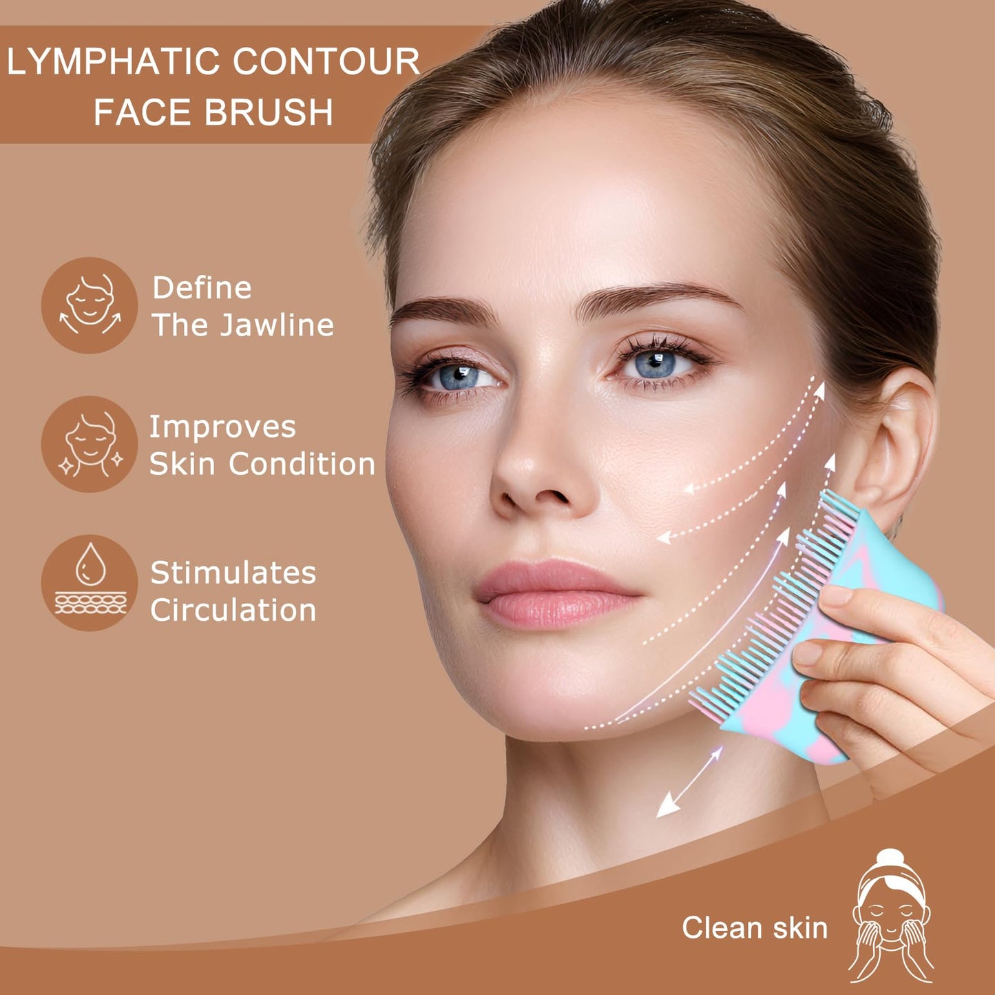 Lymphatic Contour Face Brush, Silicone Lymphatic Drainage Massager, Dry Brush Alternative to Gua Sha for Face and Body - dailyvitalstore