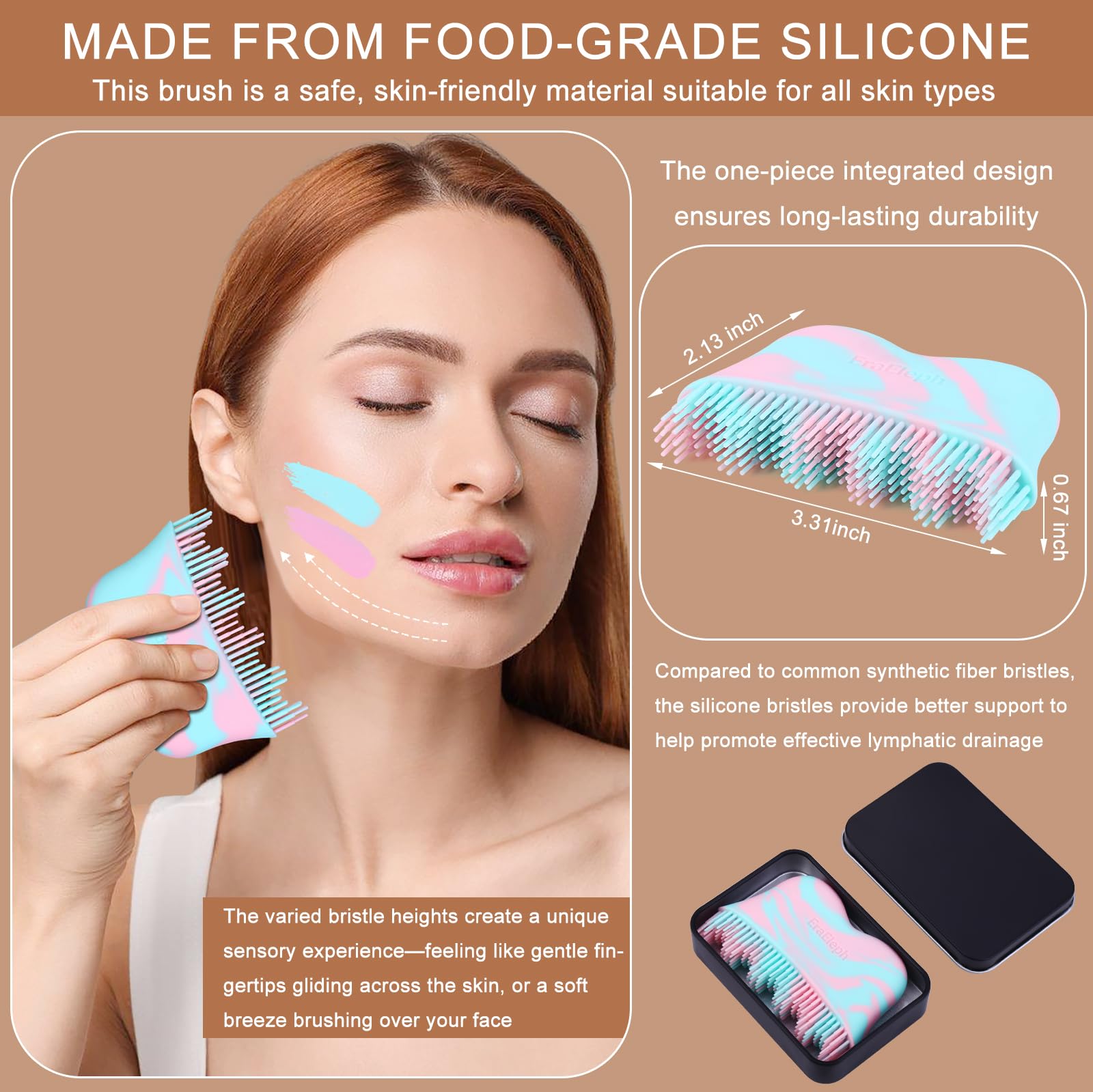 Lymphatic Contour Face Brush, Silicone Lymphatic Drainage Massager, Dry Brush Alternative to Gua Sha for Face and Body - dailyvitalstore