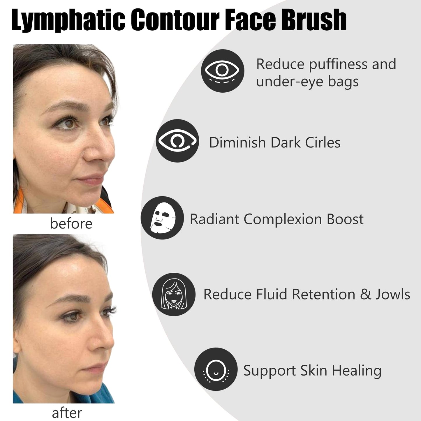 Lymphatic Contour Face Brush,Lymphatic Drainage Massager,Lymphatic Face Brush Ergonomically Designed to Fit The Skin Precisely Relieve Fatigue(1PCS) - dailyvitalstore