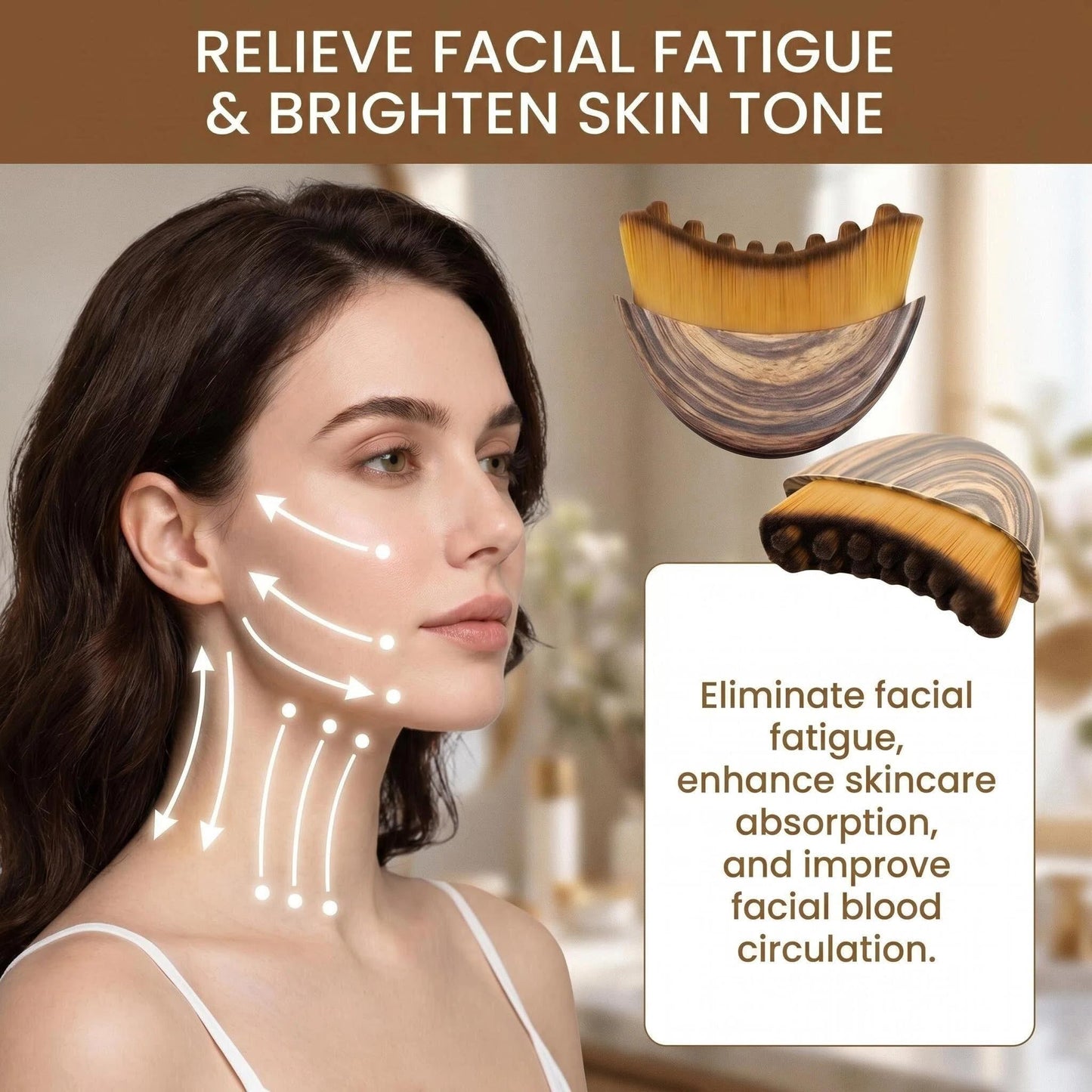 Lymphatic Contour Face Brush,Lymphatic Face Brush,Lymphatic Drainage Brush,Dry Brush,Neck,Chin & Face Sculpting,Anti-Puffiness,Gua Sha & Improves Skin Glow,Skin Care Massage Tools. - dailyvitalstore