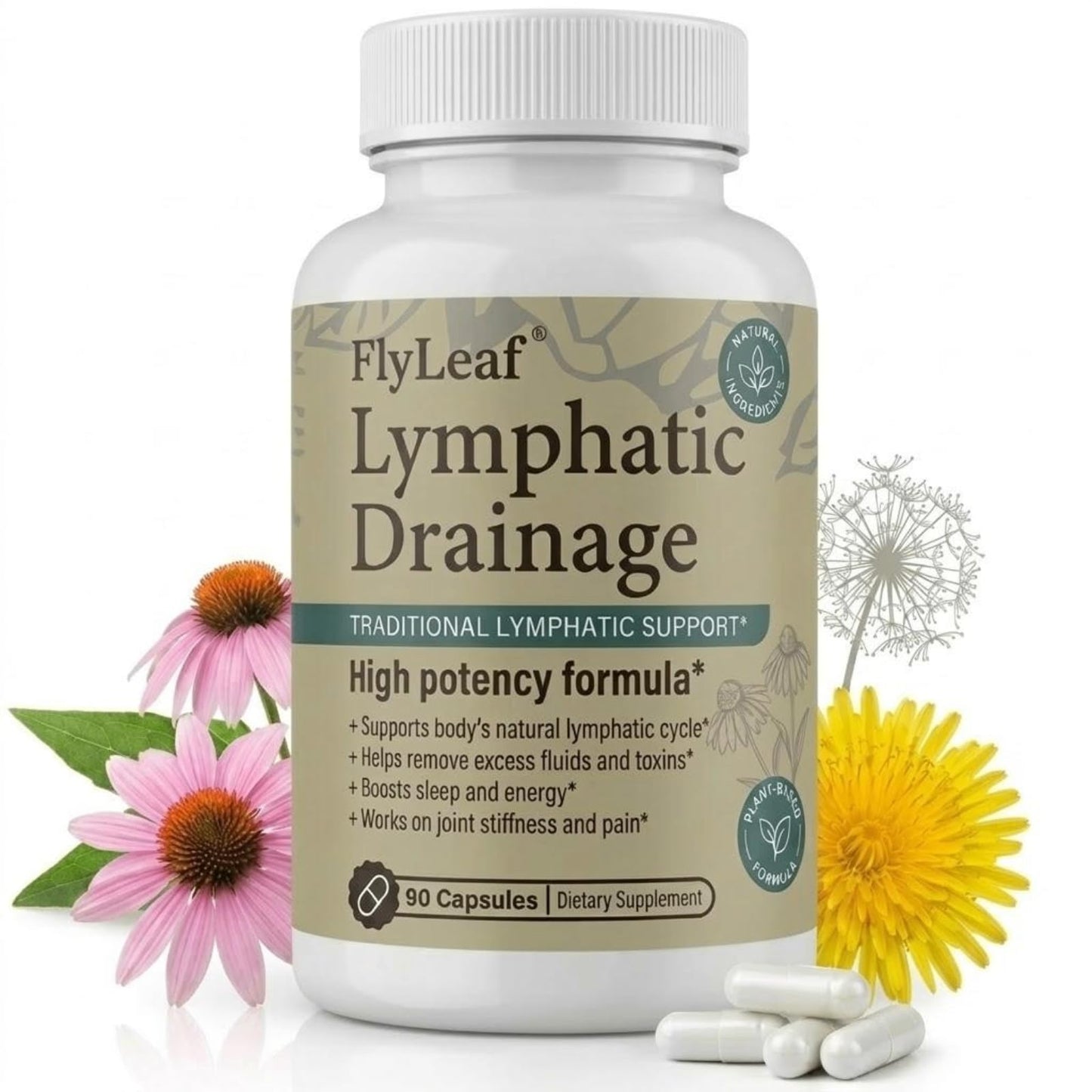 Lymphatic Drainage Capsules - 45-Day Body Reset with 500mg Echinacea & Dandelion - Supports Fluid Balance, Natural Energy & Joint Comfort - Non-GMO, 90 Capsules - dailyvitalstore