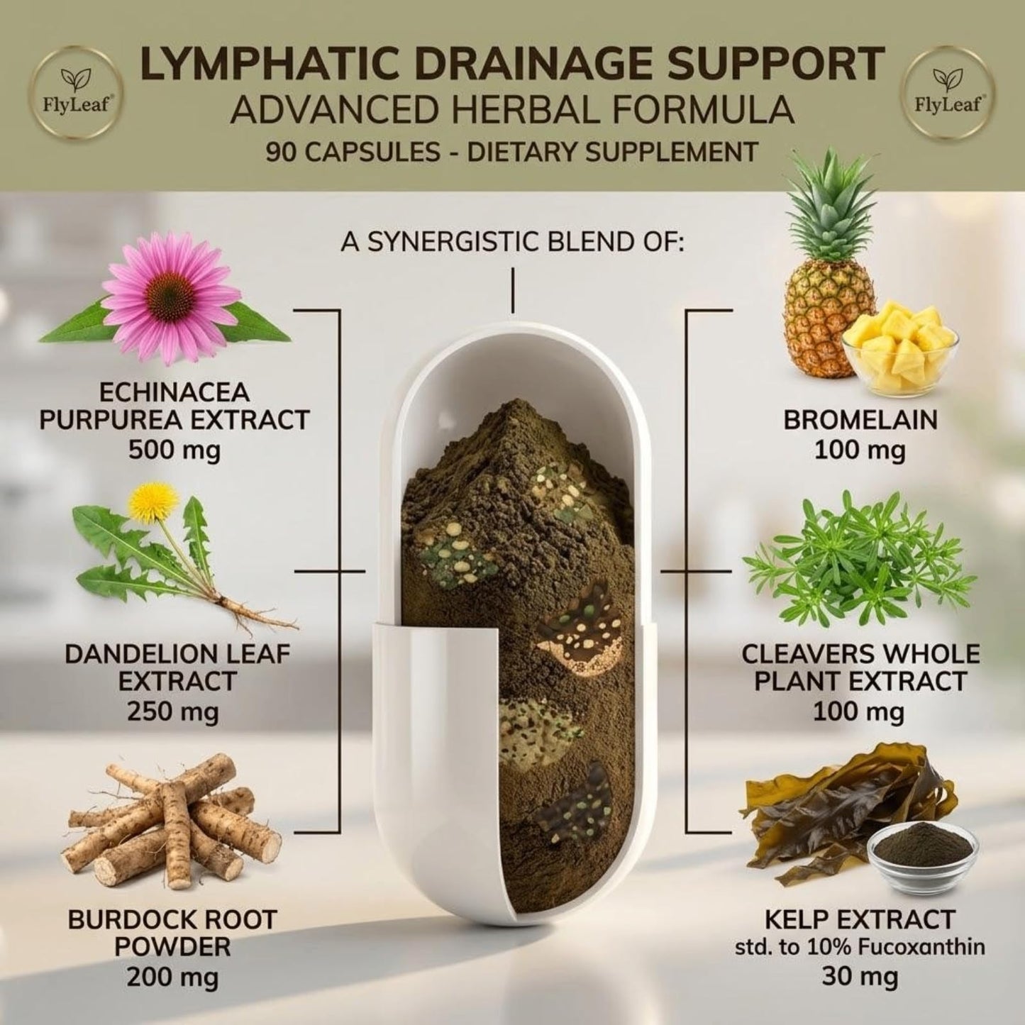 Lymphatic Drainage Capsules - 45-Day Body Reset with 500mg Echinacea & Dandelion - Supports Fluid Balance, Natural Energy & Joint Comfort - Non-GMO, 90 Capsules - dailyvitalstore