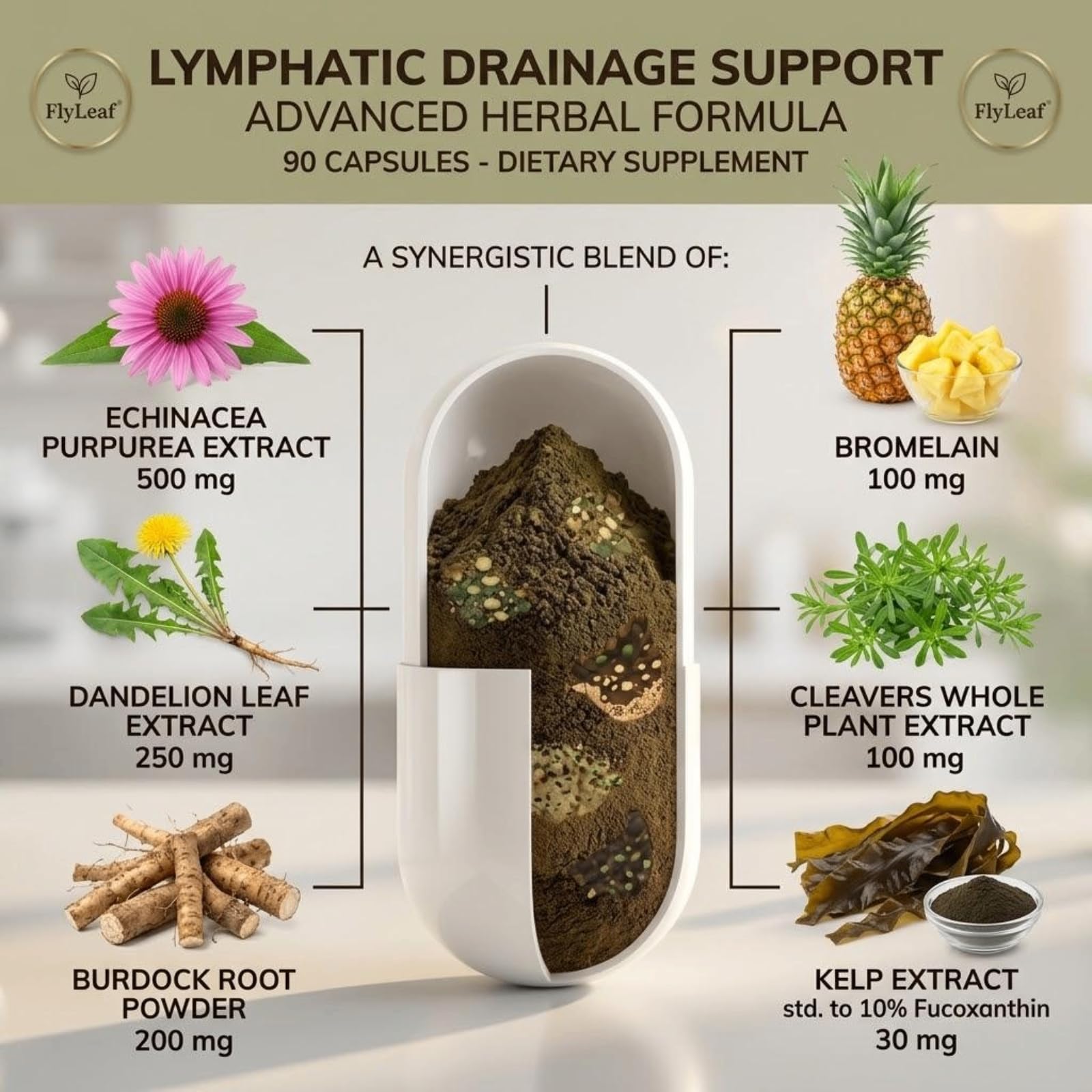 Lymphatic Drainage Capsules - 45-Day Body Reset with 500mg Echinacea & Dandelion - Supports Fluid Balance, Natural Energy & Joint Comfort - Non-GMO, 90 Capsules - dailyvitalstore