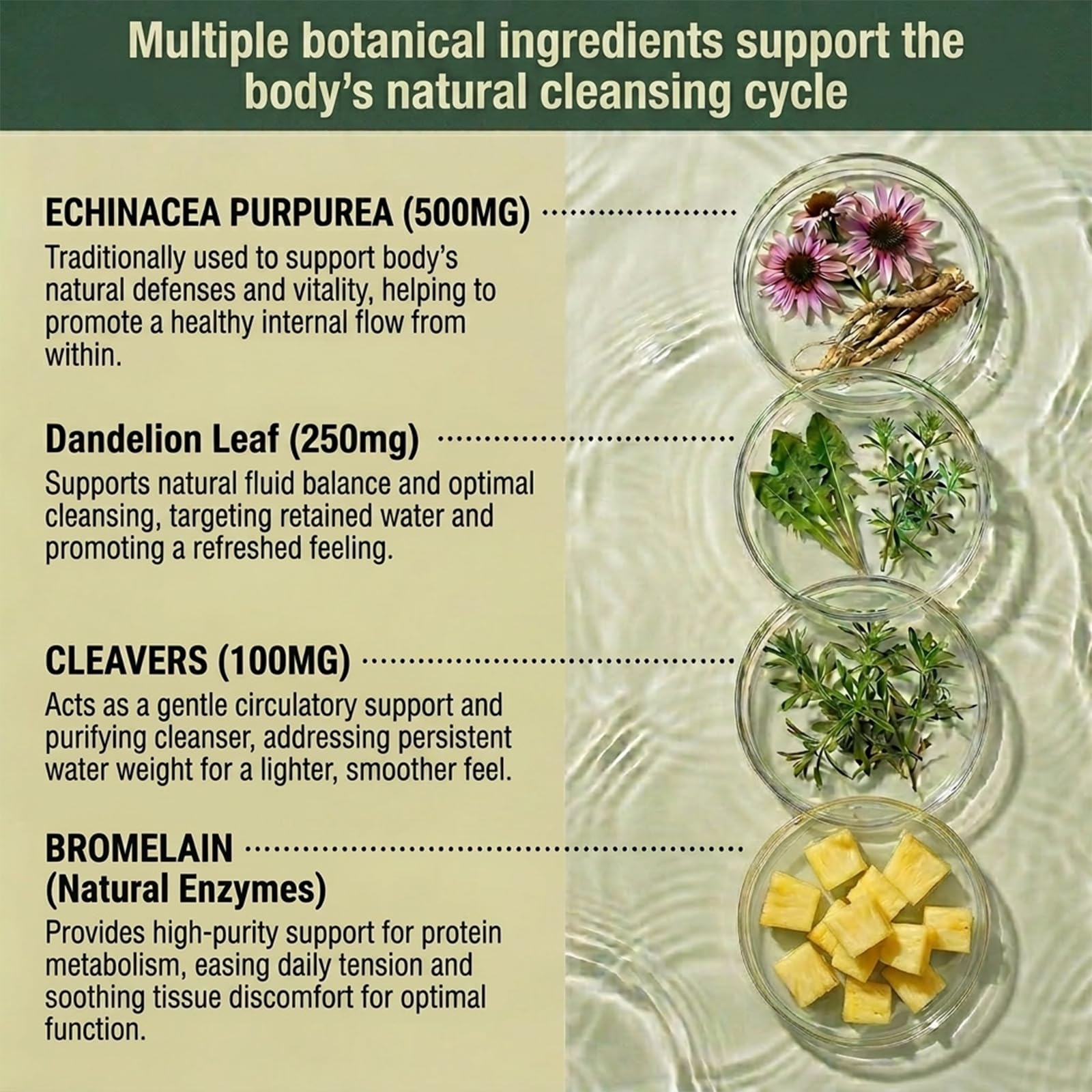 Lymphatic Drainage Capsules - Ease Body Heaviness & Facial Puffiness - Supports Natural Fluid Balance & Metabolism、Joint Discomfort - with Echinacea & Dandelion - 90 Vegan Capsules & Non-GMO - dailyvitalstore