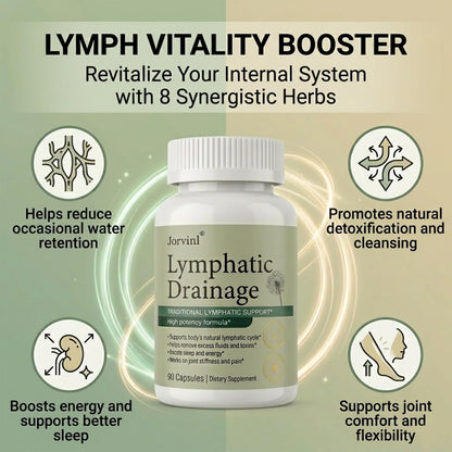 Lymphatic Drainage Capsules - Ease Body Heaviness & Facial Puffiness - Supports Natural Fluid Balance & Metabolism、Joint Discomfort - with Echinacea & Dandelion - 90 Vegan Capsules & Non-GMO - dailyvitalstore
