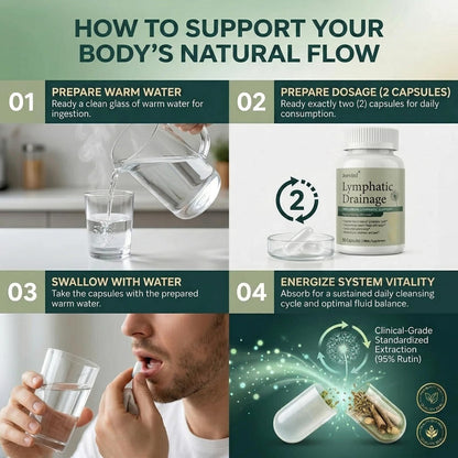 Lymphatic Drainage Capsules - Ease Body Heaviness & Facial Puffiness - Supports Natural Fluid Balance & Metabolism、Joint Discomfort - with Echinacea & Dandelion - 90 Vegan Capsules & Non-GMO - dailyvitalstore