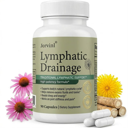 Lymphatic Drainage Capsules - Ease Body Heaviness & Facial Puffiness - Supports Natural Fluid Balance & Metabolism、Joint Discomfort - with Echinacea & Dandelion - 90 Vegan Capsules & Non-GMO - dailyvitalstore
