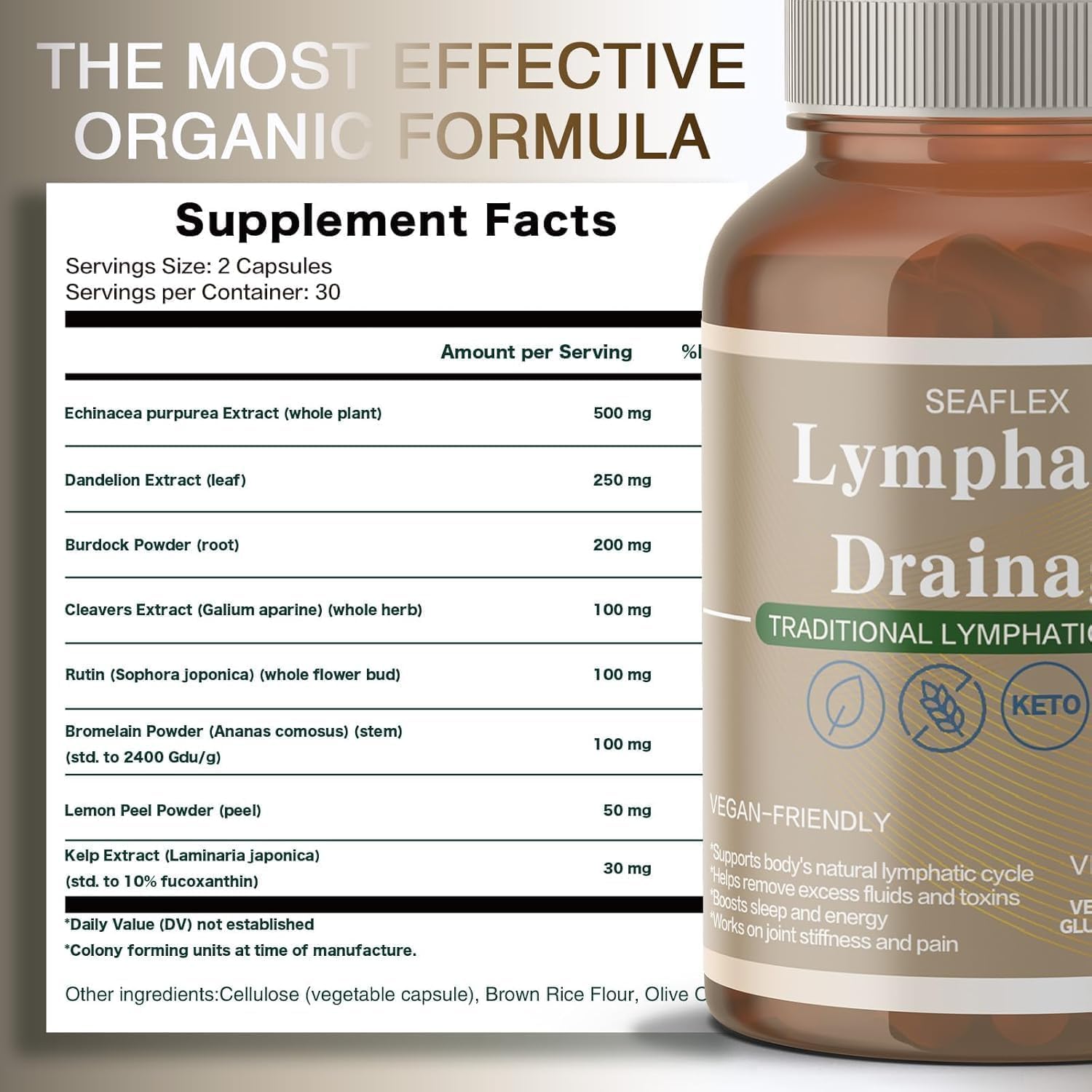 Lymphatic Drainage Capsules Natural Herbal Supplement for Fluid Balance & Immune Health, with Echinacea, Dandelion, and Burdock 60 Capsules - dailyvitalstore