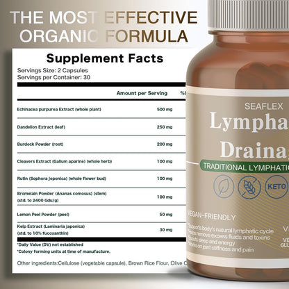 Lymphatic Drainage Capsules Natural Herbal Supplement for Fluid Balance & Immune Health, with Echinacea, Dandelion, and Burdock 60 Capsules - dailyvitalstore