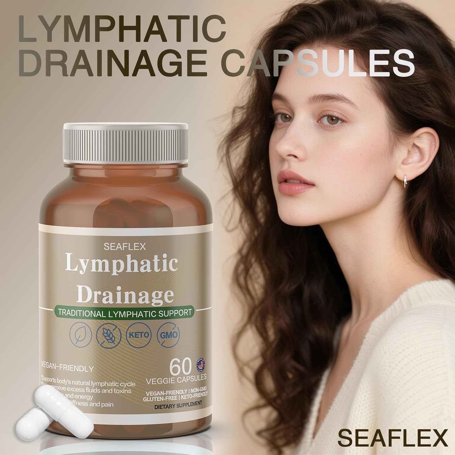 Lymphatic Drainage Capsules Natural Herbal Supplement for Fluid Balance & Immune Health, with Echinacea, Dandelion, and Burdock 60 Capsules - dailyvitalstore